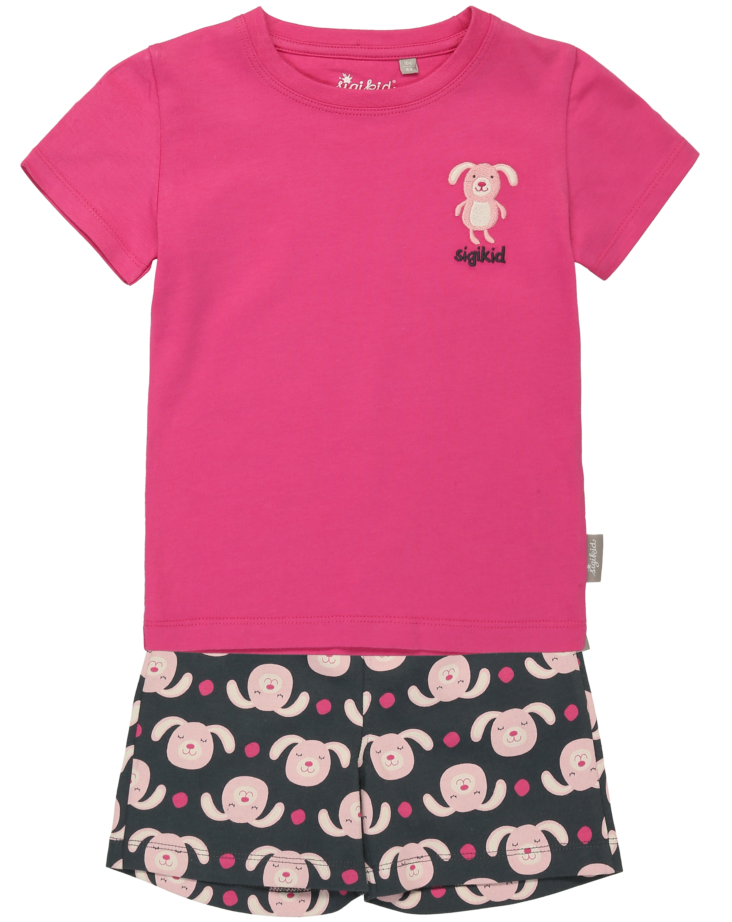 Schlafanzug kurz HASI AOP in pink/grau