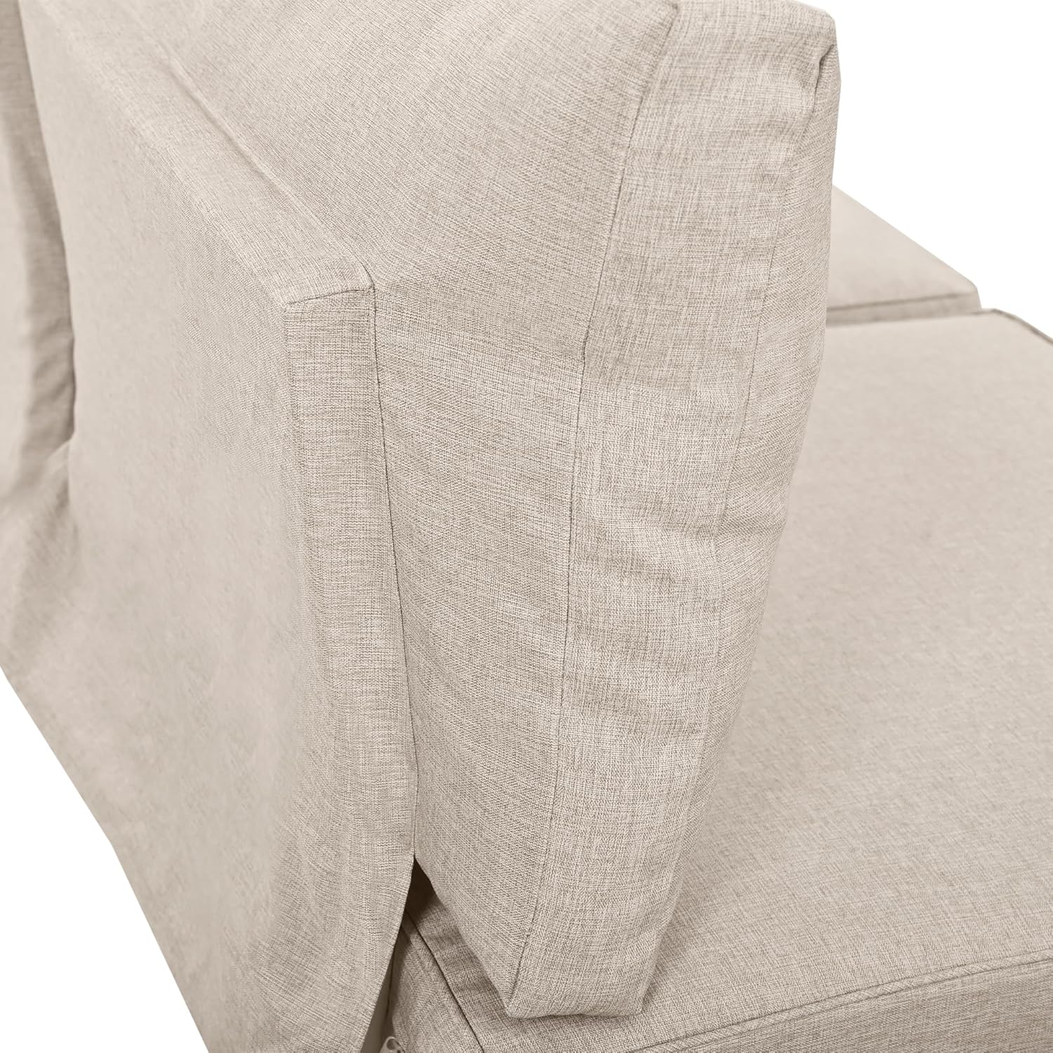 Merax Gartenmöbel Set 4-Personen, Lounge Sitzgruppe Outdoor mit Tisch, Ecksofa-Set aus verzinktem Eisen & Massivholz, für Garten Balkon Terrasse, inkl. Kissen, wetterfest Gartenlounge Set, Beige
