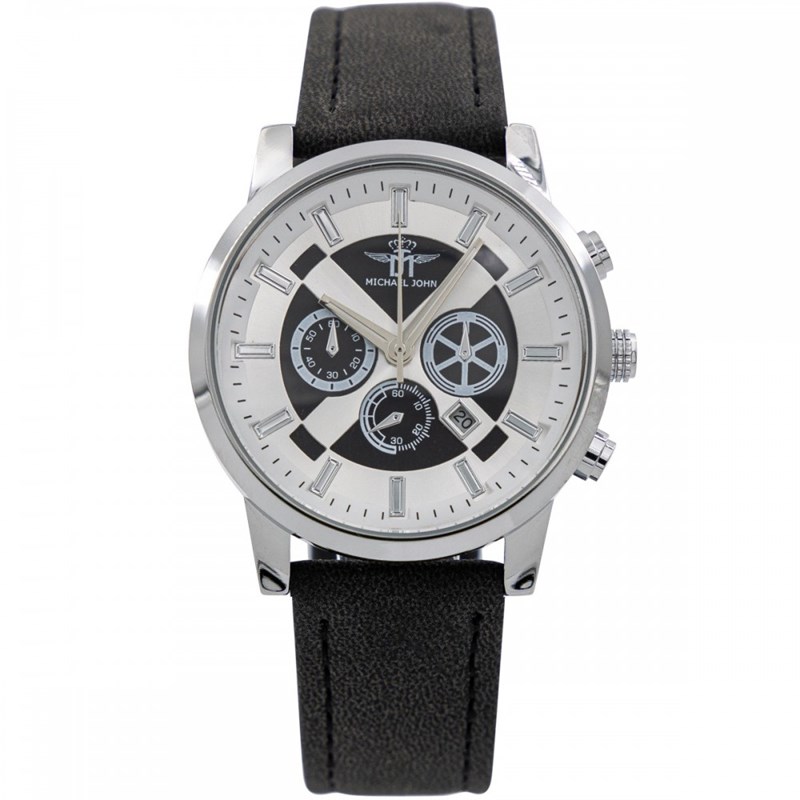Coffret montre Homme M. JOHN bracelet Cuir Noir
