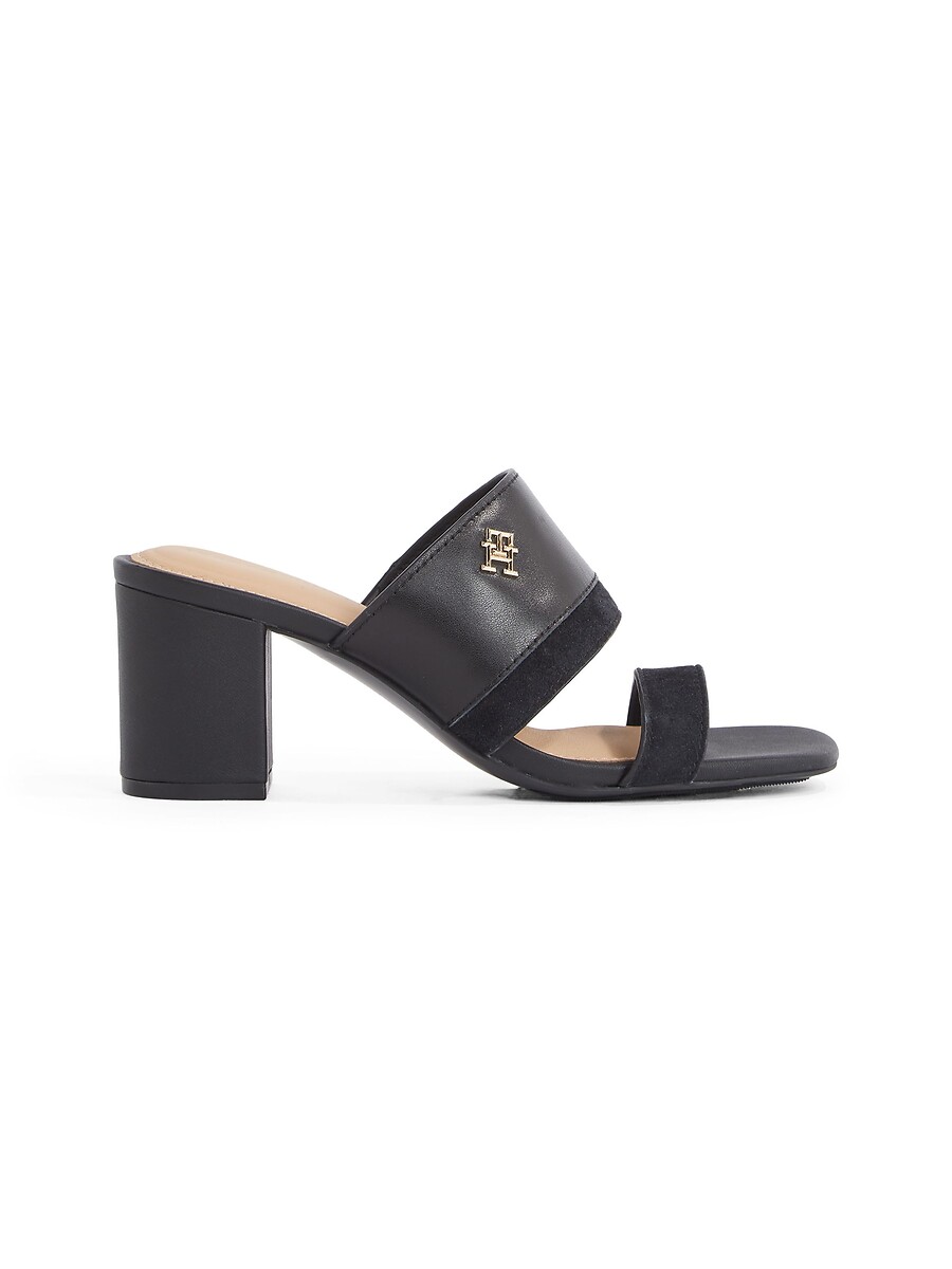 TOMMY HILFIGER<br>Mules de salto alto, em couro