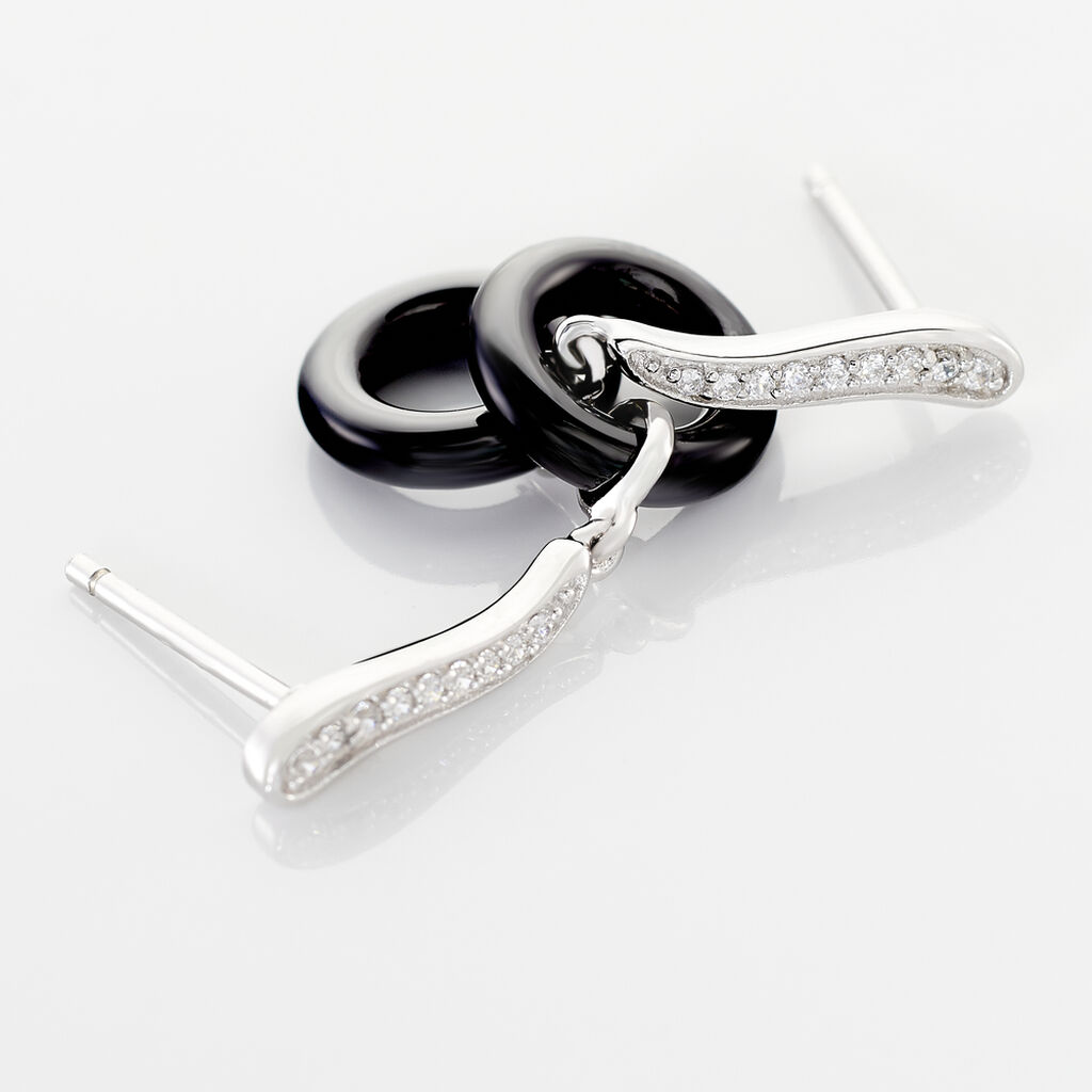 Boucles D'oreilles Pendantes Delphinia Argent Blanc Oxyde De Zirconium