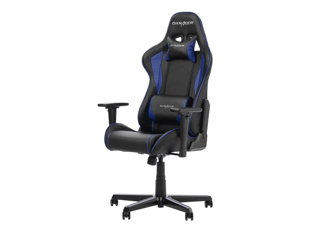 DXRacer Formula Series F08-NI - Stol - armstøtter - T-formet - vippe - drejeled - polyuretan-læder, højdensitets koldskum - indigo