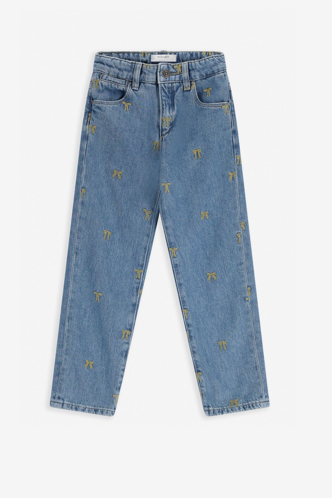 Blauwe tapered jeans met embroidery