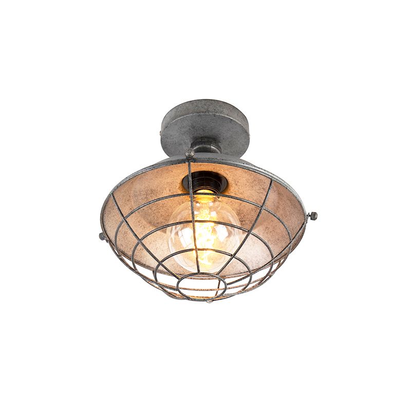 Industriële plafondlamp antiek zilver 25,5 cm - Course