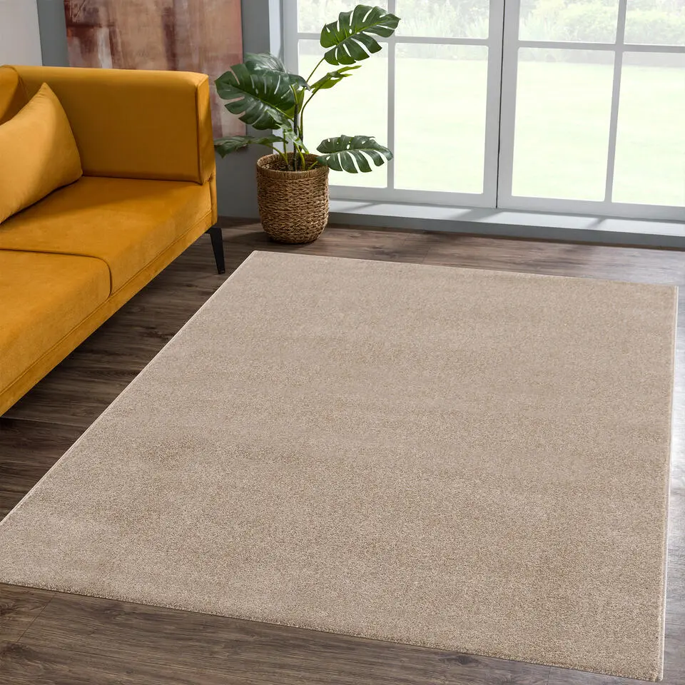 Uni Effen Laagpolig Vloerkleed Modern Beige - 140x200 CM