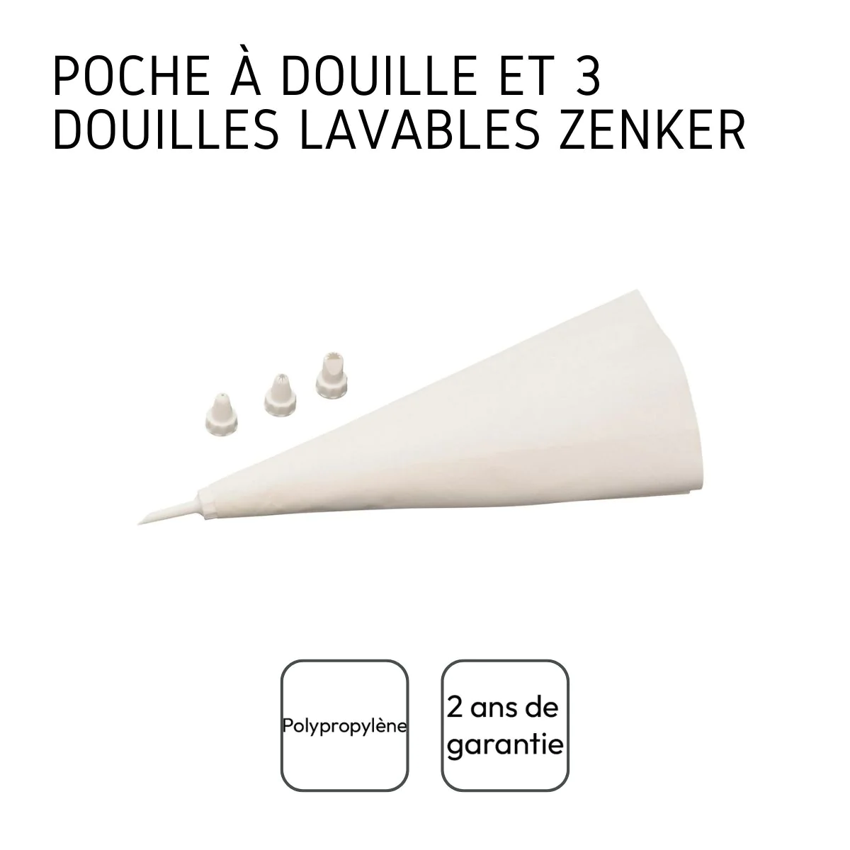 Poche à douille réutilisable et 4 embouts plastique Smart Pastry Zenke
