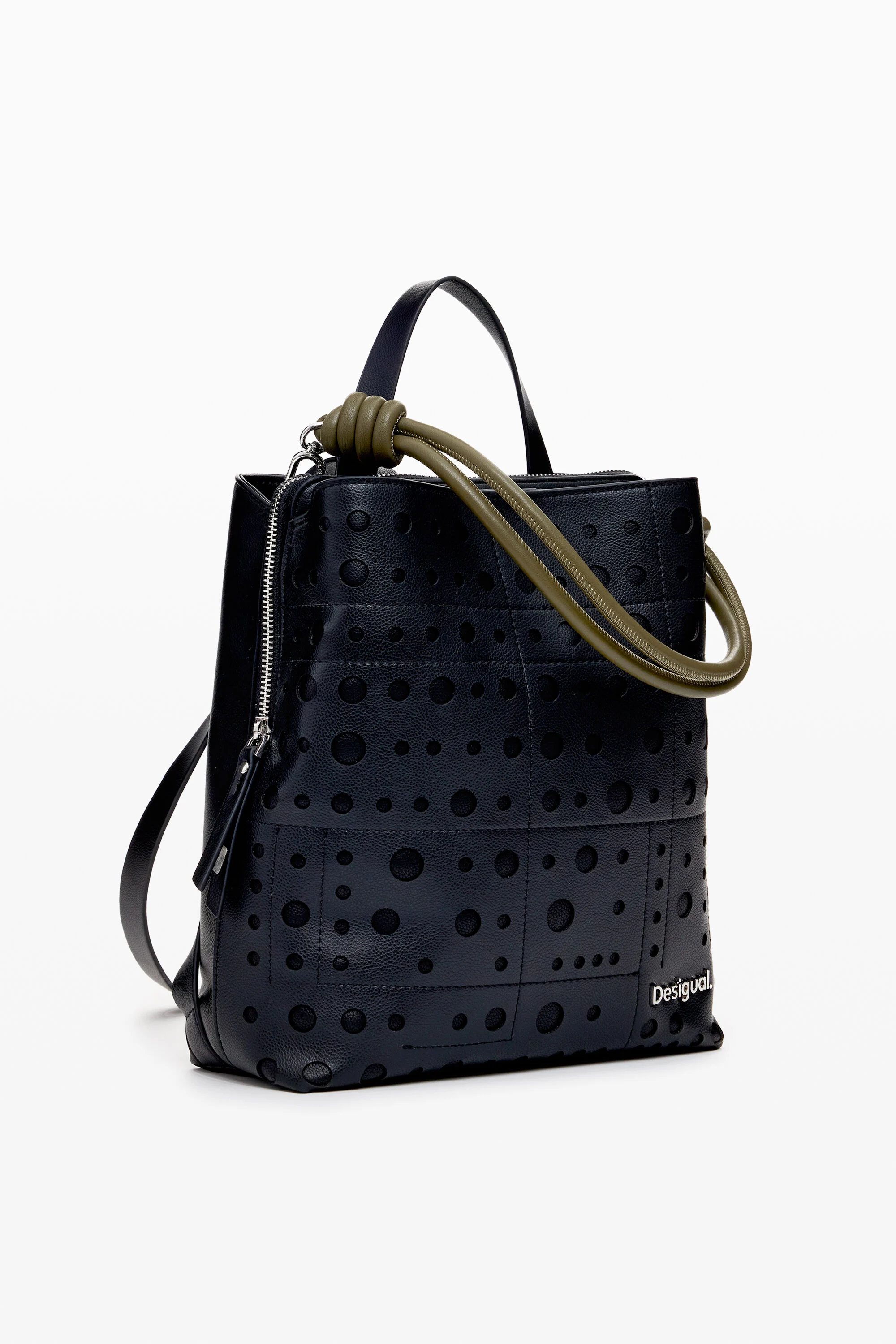 Mochila de couro sintético com círculos