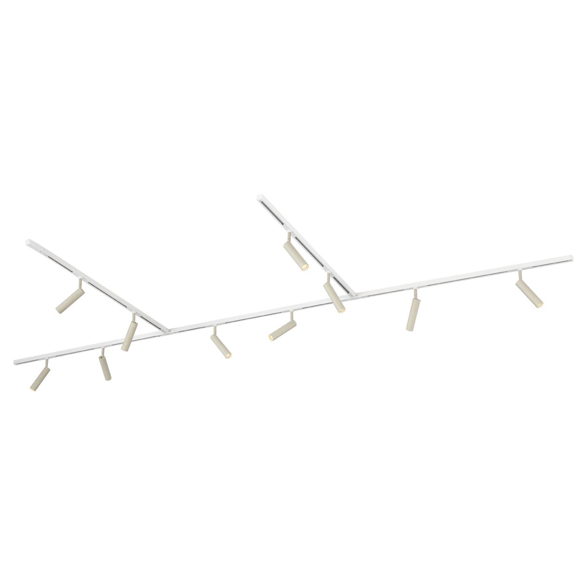Modern railsysteem met 10 spots beige met wit 1-fase - Slimline Uzzy