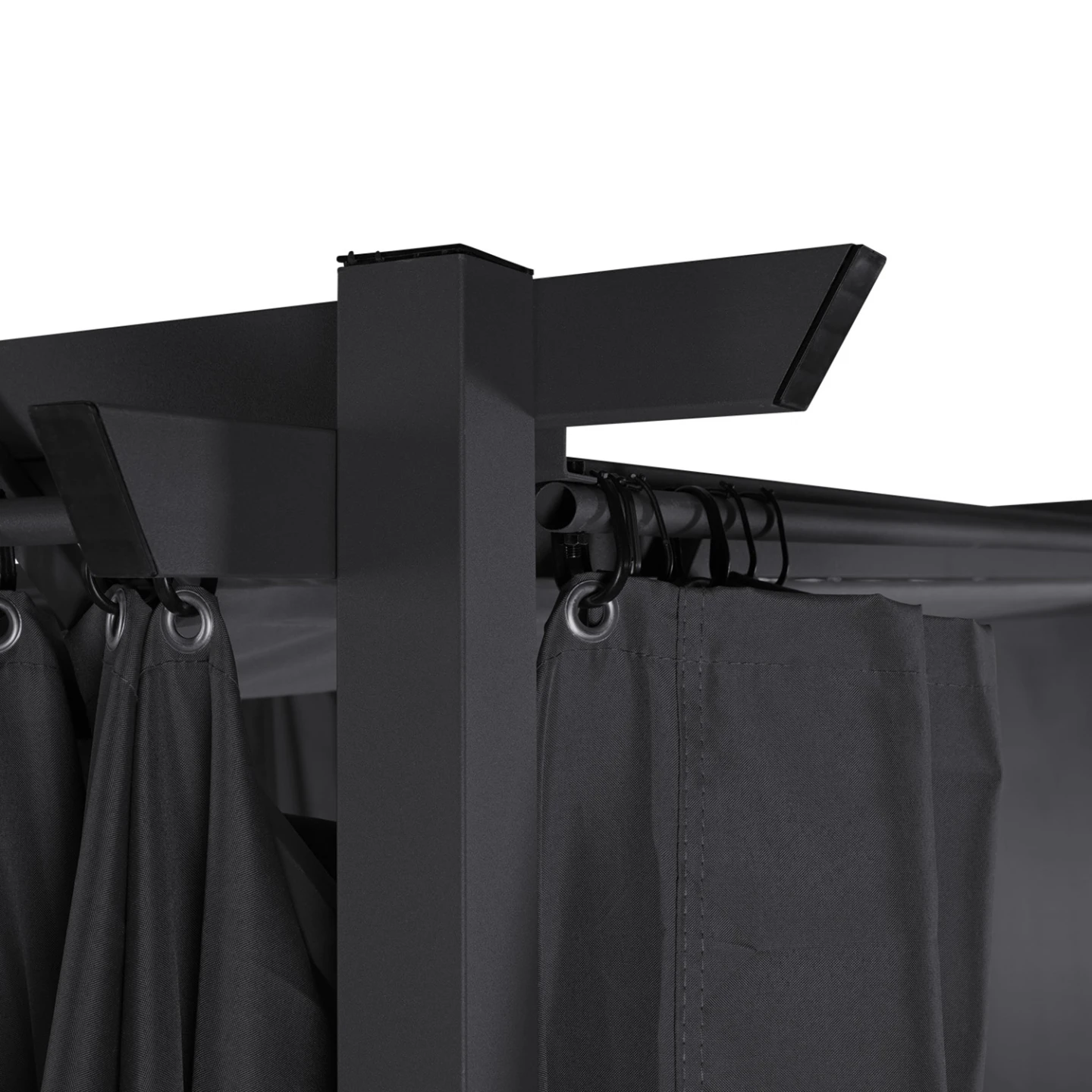 Pergola édition limitée toit rétractable 3x4 M et 4 rideaux gris anthracite