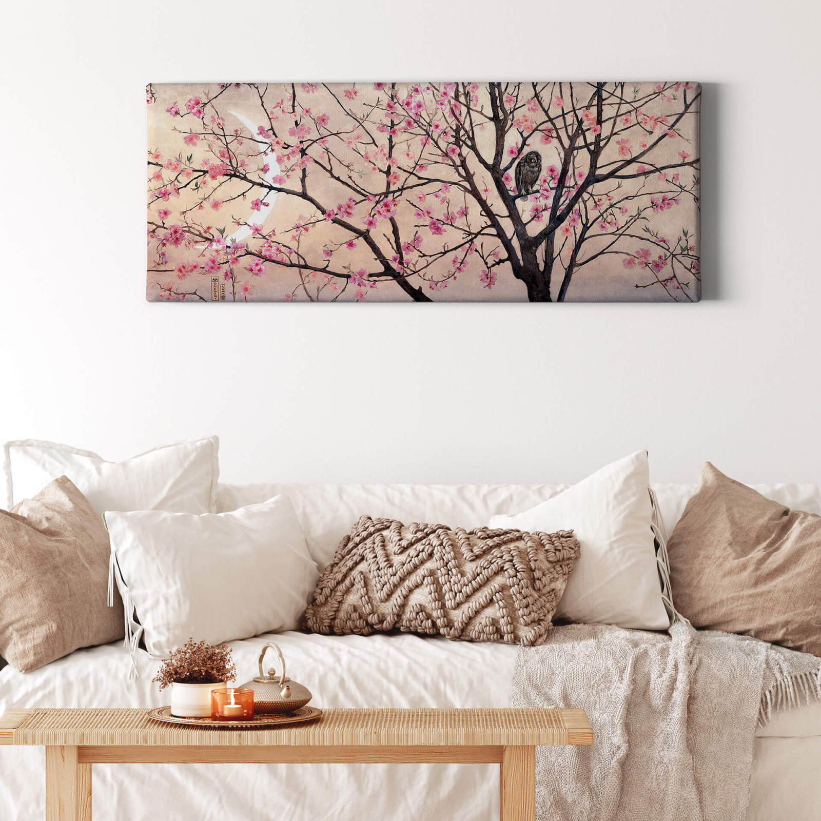 Leinwandbild BLÜTEN - rosa - 100x40 cm