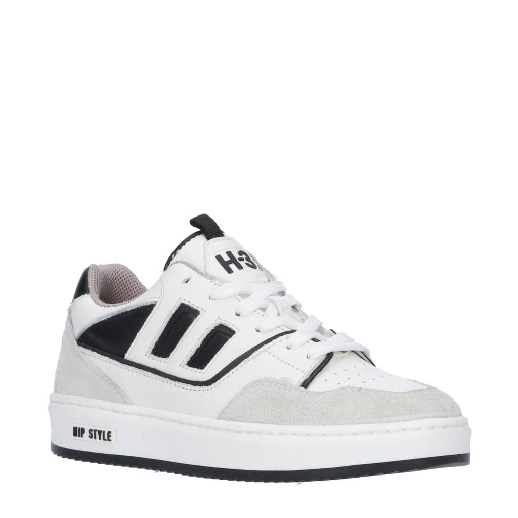 Hip leren sneakers wit/blauw