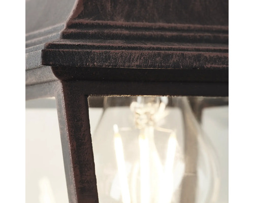Buitenwandlamp, hangend, 1-lichts, HxBxD 31x14x19 cm, roestkleurig metaal