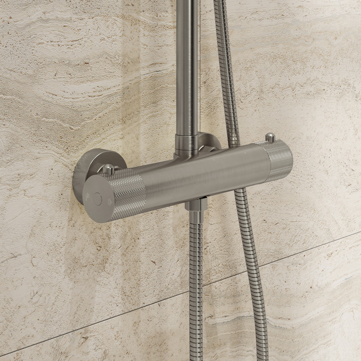 Saniclear Evolution Curved opbouw regendouche RVS met 20cm hoofddouche en 2 standen handdouche