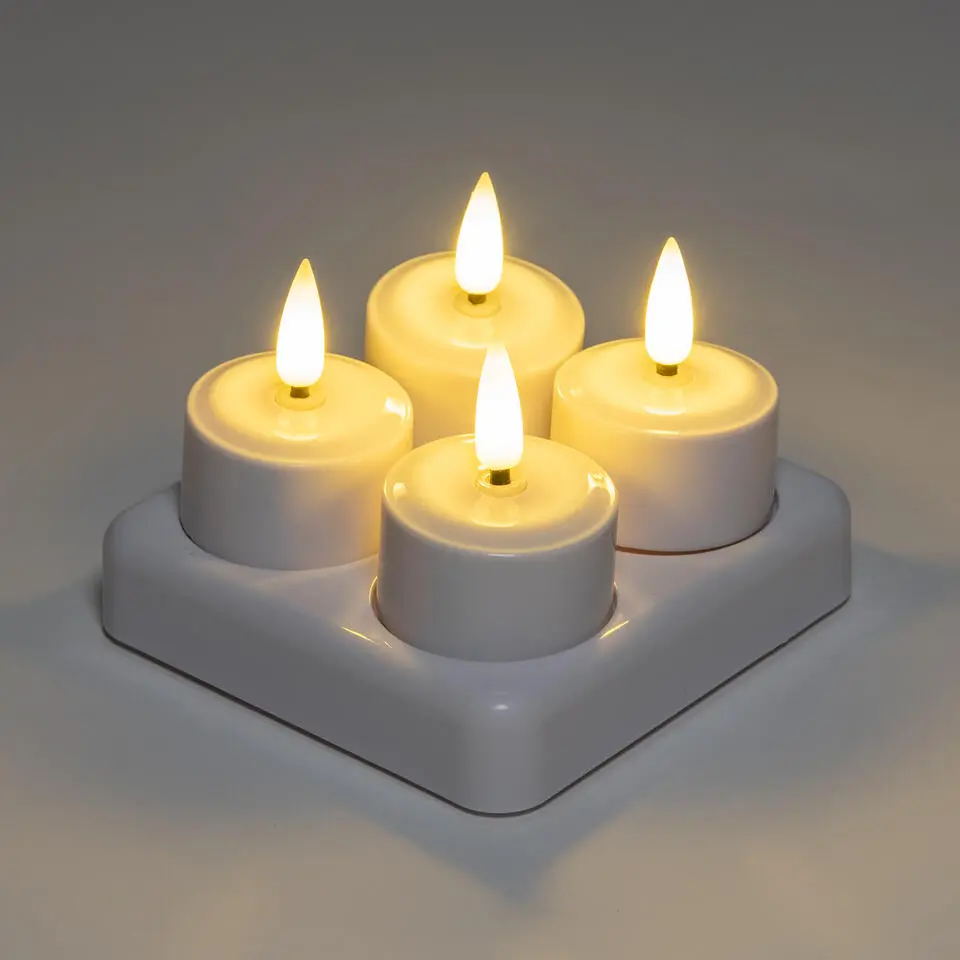 Anna's Collection LED waxinelichtjes - 4x -wit - oplaadbaar