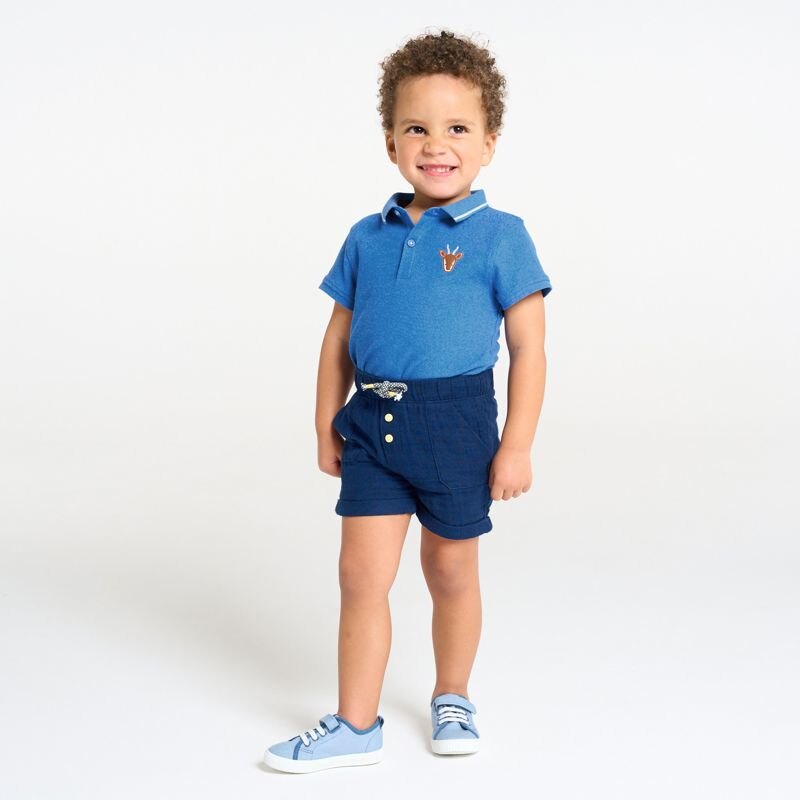 Polo maille piquée zébre bleu bébé garçon Mauve Violet