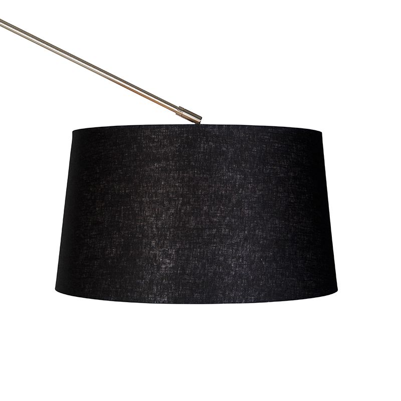 Moderne vloerlamp staal met kap zwart linnen 45 cm - Editor