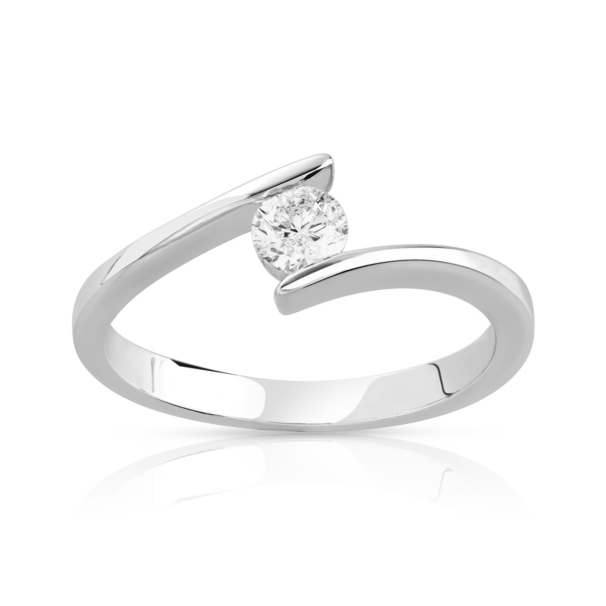 Solitaire or blanc 750 diamant 0.25 carat H/P1