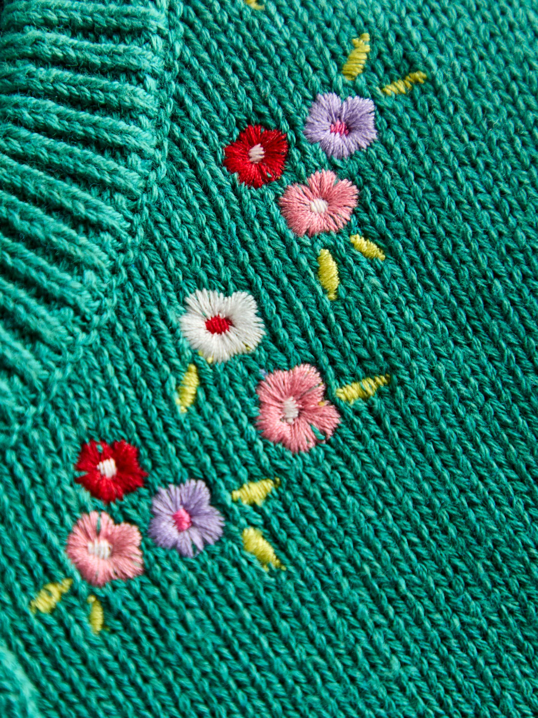 Blauwgroen met bloemen- en bijenprint - JoJo Maman Bébé - Vest met applicatie en huisdier in zak