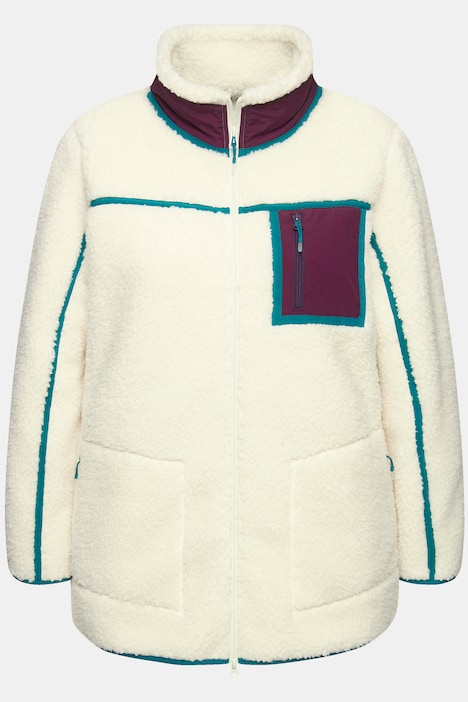 Teddy-Fleecejacke, Stehkragen, 2-Wege-Zipper
