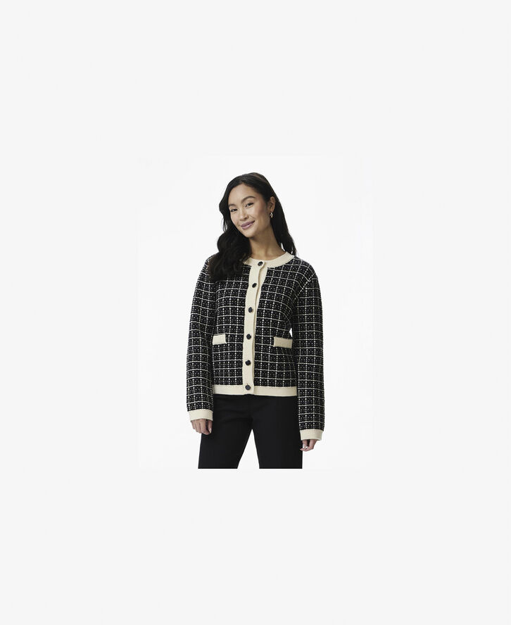 YAS YASLIVIA LS SHORT KNIT CARDIGAN NOO Black/birch