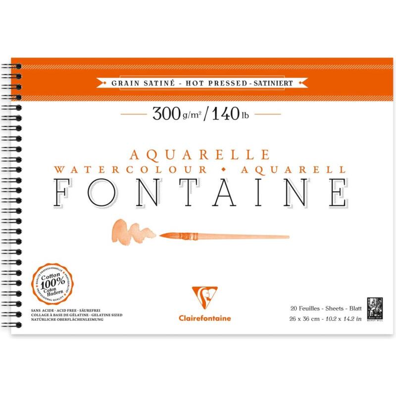 Fontaine album spiralé 12F 26x36cm 300g grain satiné