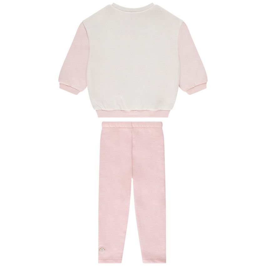 Ensemble jogging molleton print roller pour bébé fille - Rose