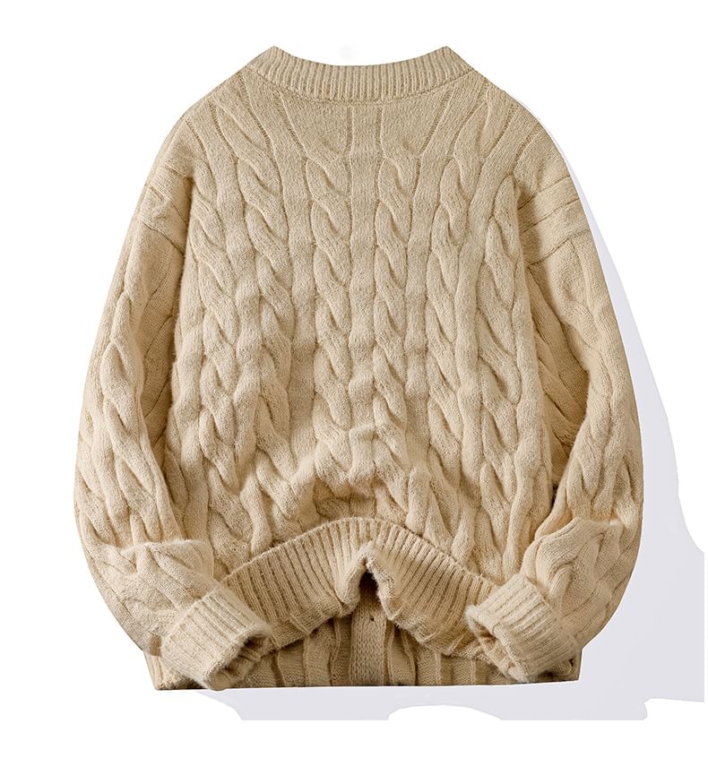 Dandyluxe - Effen kabelgebreid vest met ronde hals en knoopjes