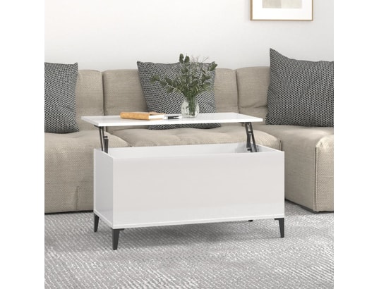 VIDAXL - Table basse blanc brillant 90x44,5x45 cm bois d'ingénierie