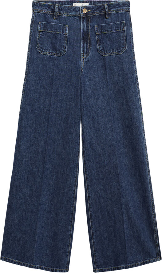 MANGO Wideleg jeans with pockets Open blue