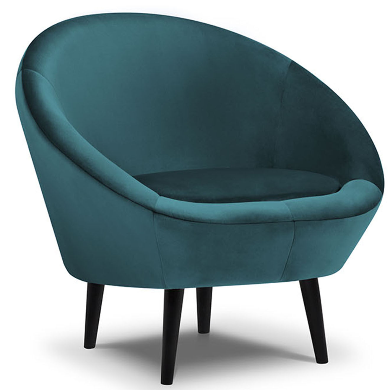 Mazzini Sofas Fauteuil velours petale bleu pétrole - 94x90x92 cm