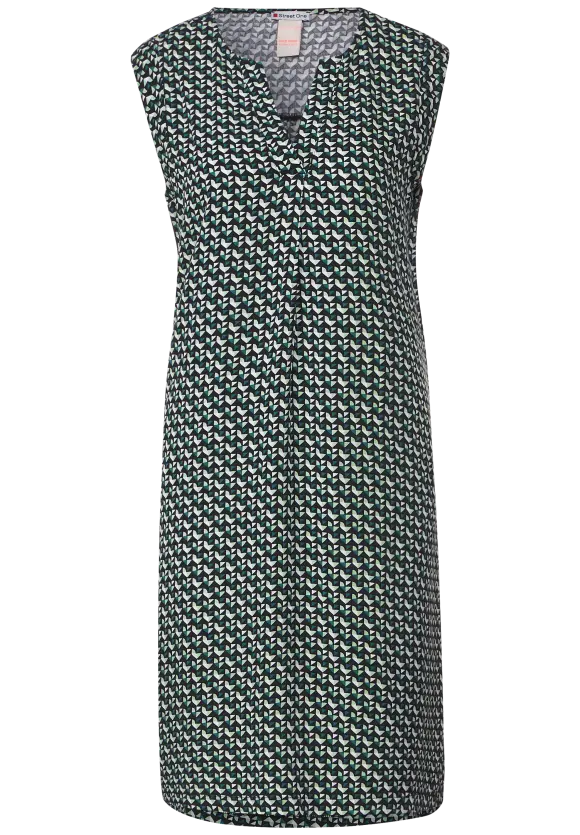 Kleid mit Minimalprint - lagoon green