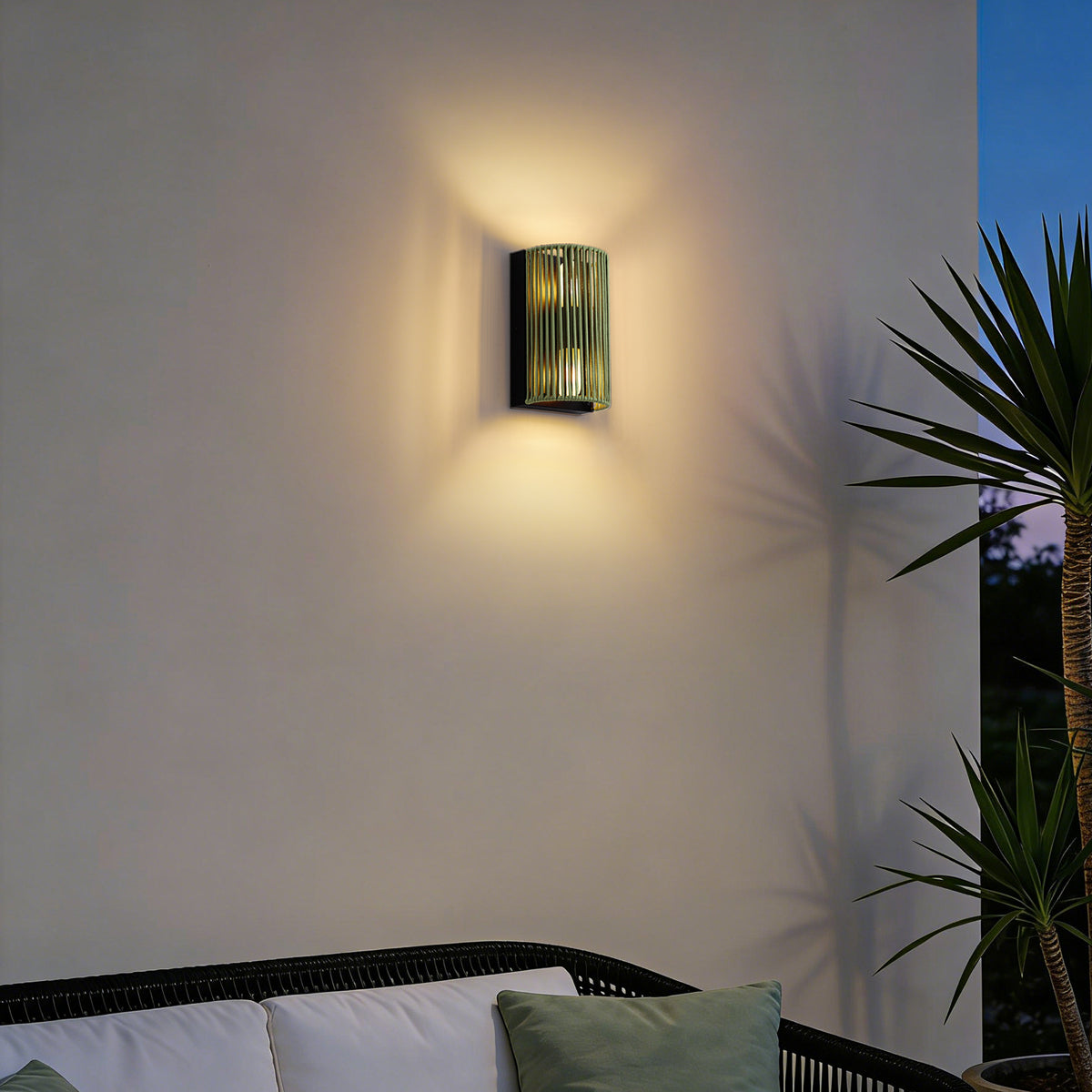 QAZQA Japandi wandlamp groen met zwart IP44 - Jayla