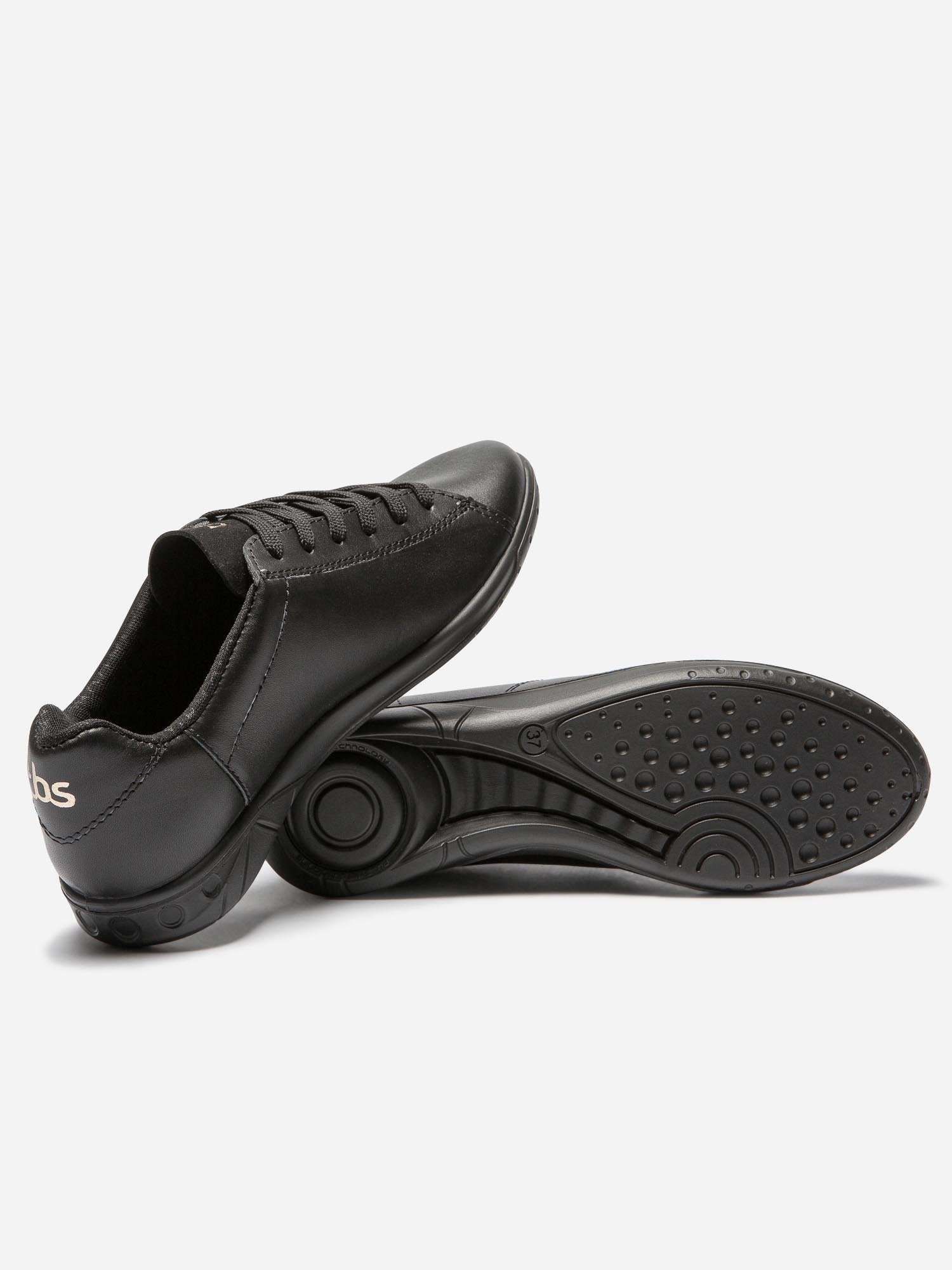 Baskets Femme Fabriquées en France Dessus Cuir Noir