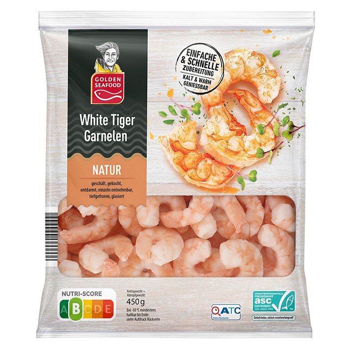 GOLDEN SEAFOOD White Tiger Garnelen gekocht 450 g