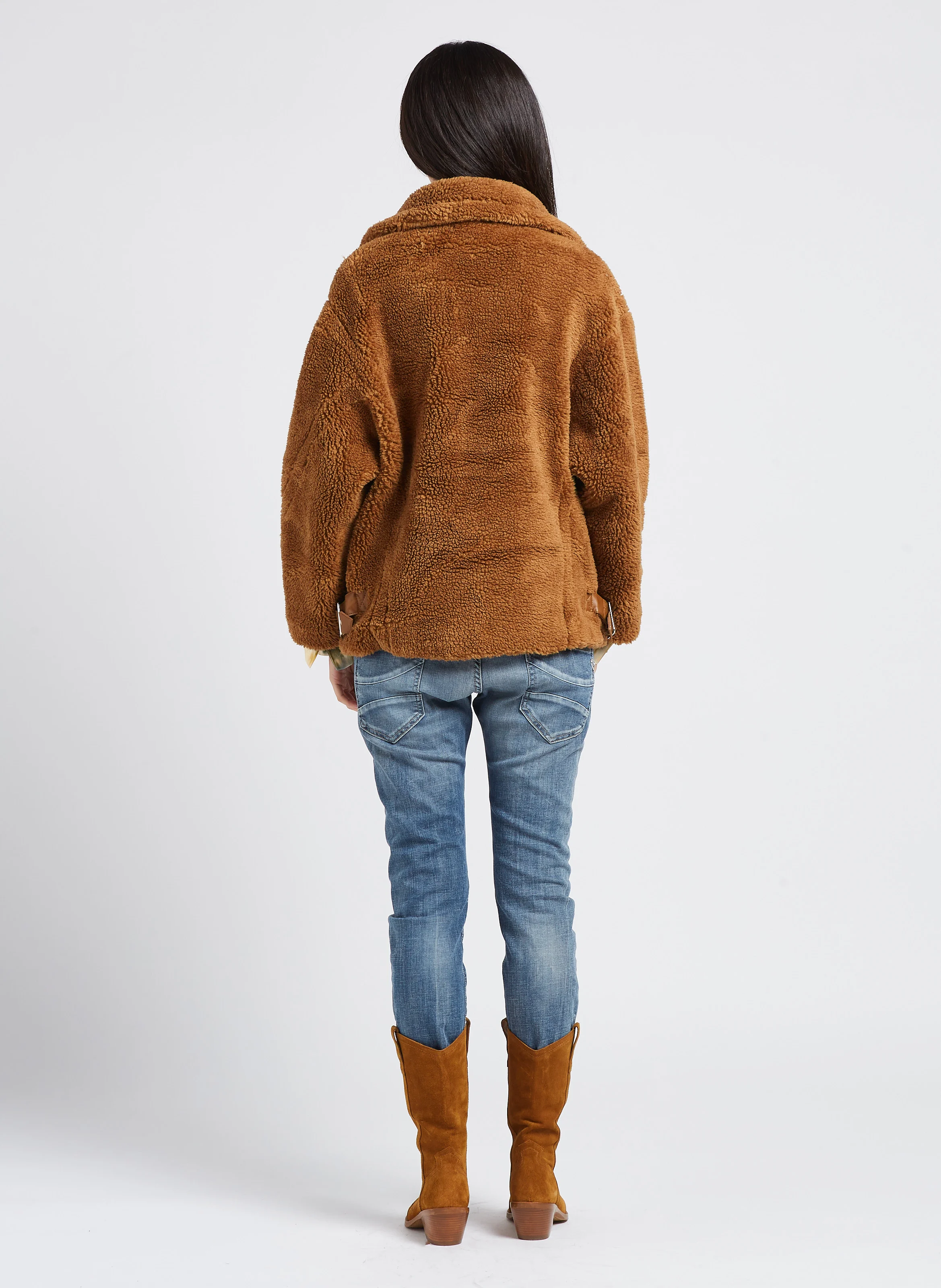 Jean mom en coton mélangé | Bleu
