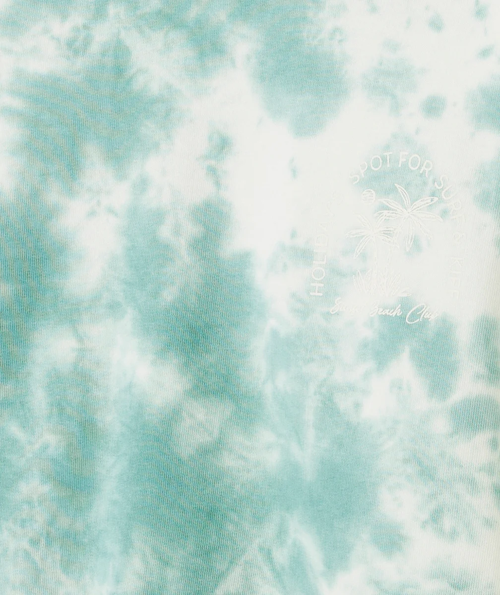 SWEAT MANCHES LONGUES FILLE EN COTON TIE & DYE VERT ET BLANC