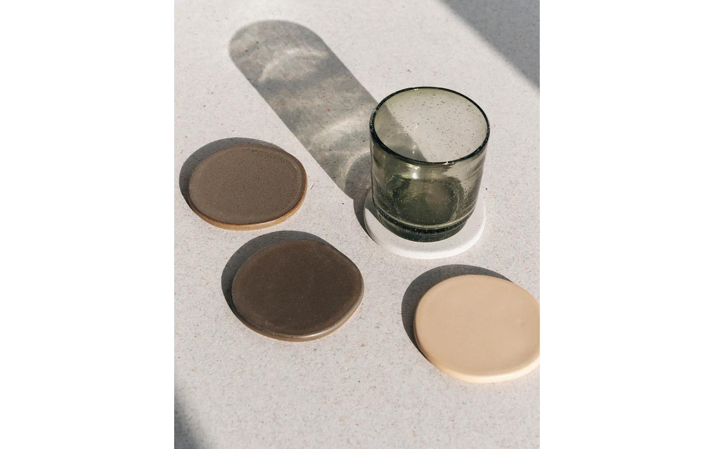 Keramikuntersetzer Earth 4 Stück Beige/Braun/Weiss, Ø 9.5 cmKeramikuntersetzer