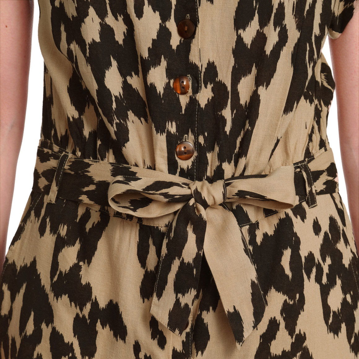Gina Benotti Damen Leinen-Jumpsuit im Leo-Look beige / dunkelbraun