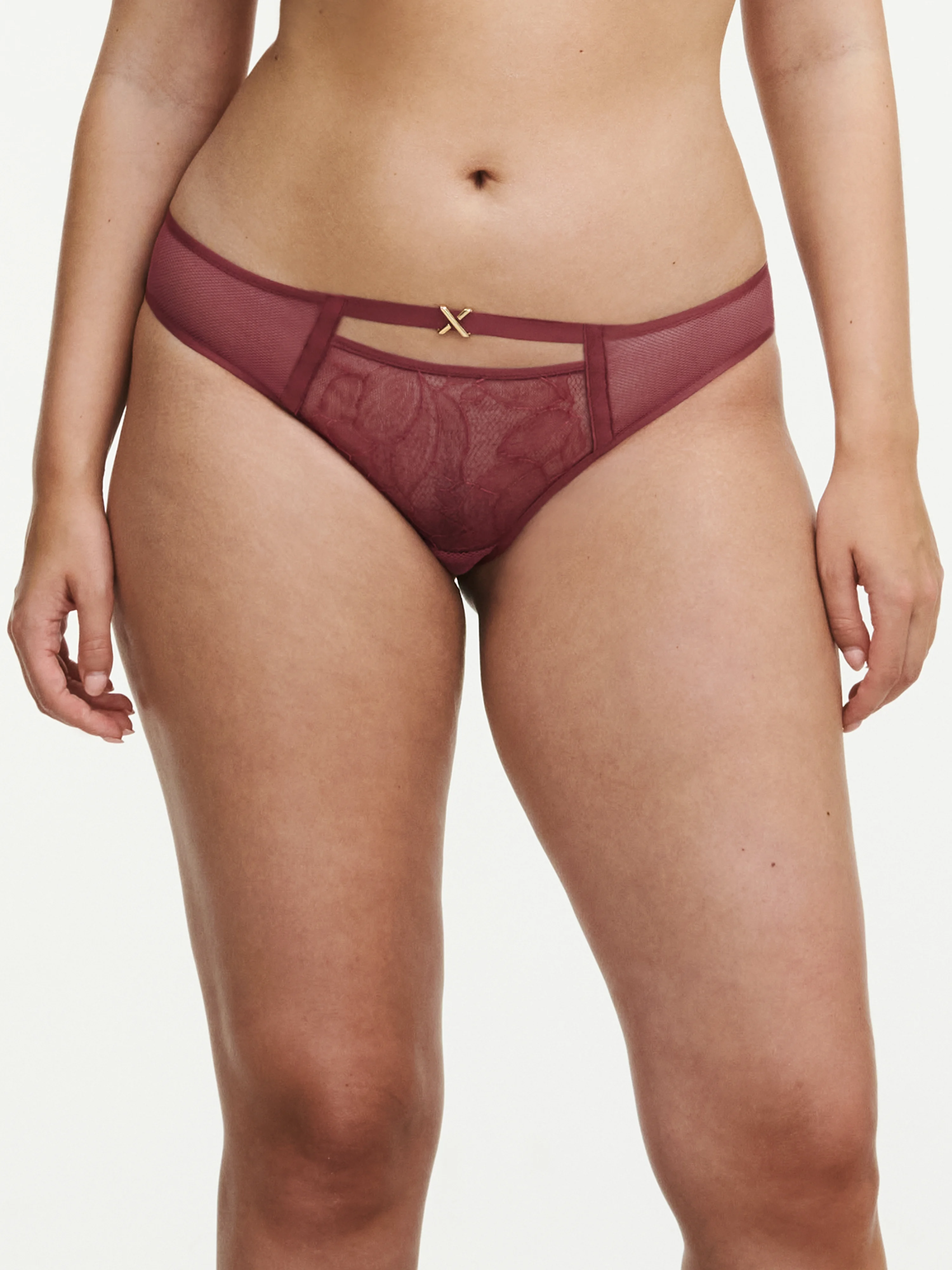 XQUISITE - Tanga avec dentelle de leavers | Rose