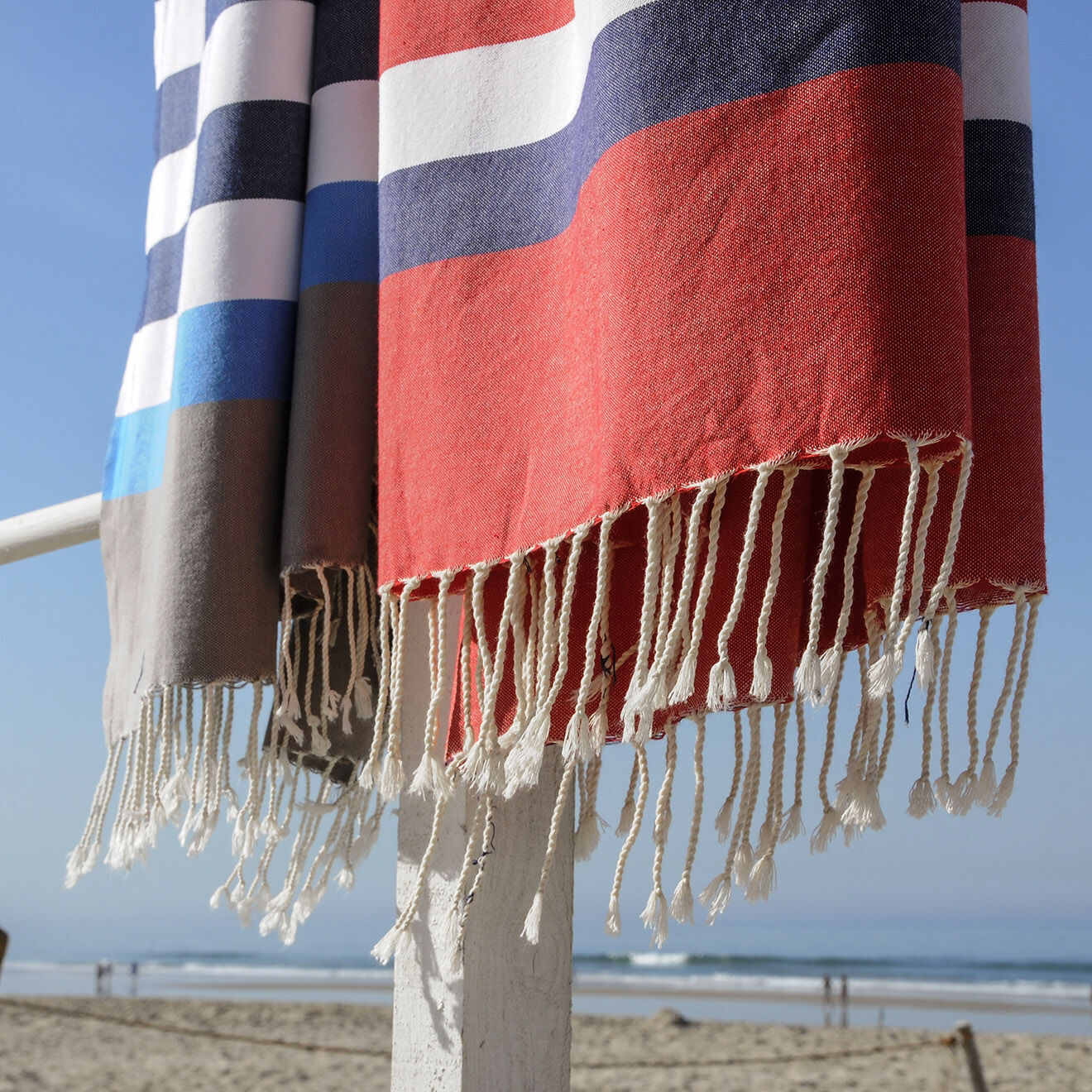 Febronie Fouta Arcachon blanc/rouge/bleu - 100x200 cm