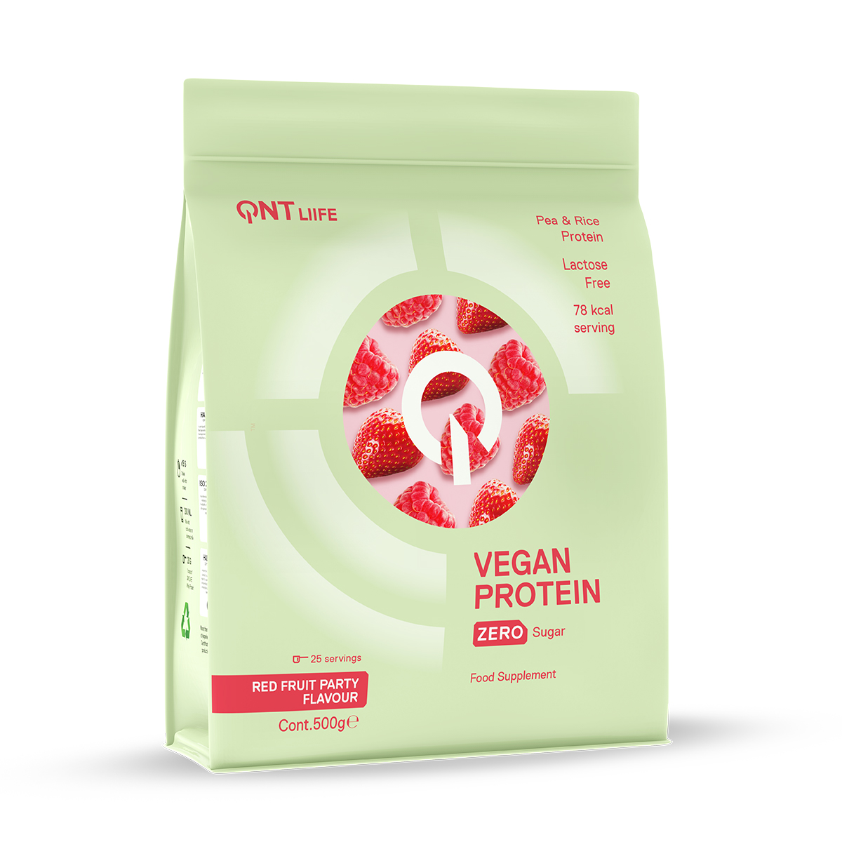QNT Vegan Protein Zero Sugar-Lactose Free Red Fruit Party Btl 500 g