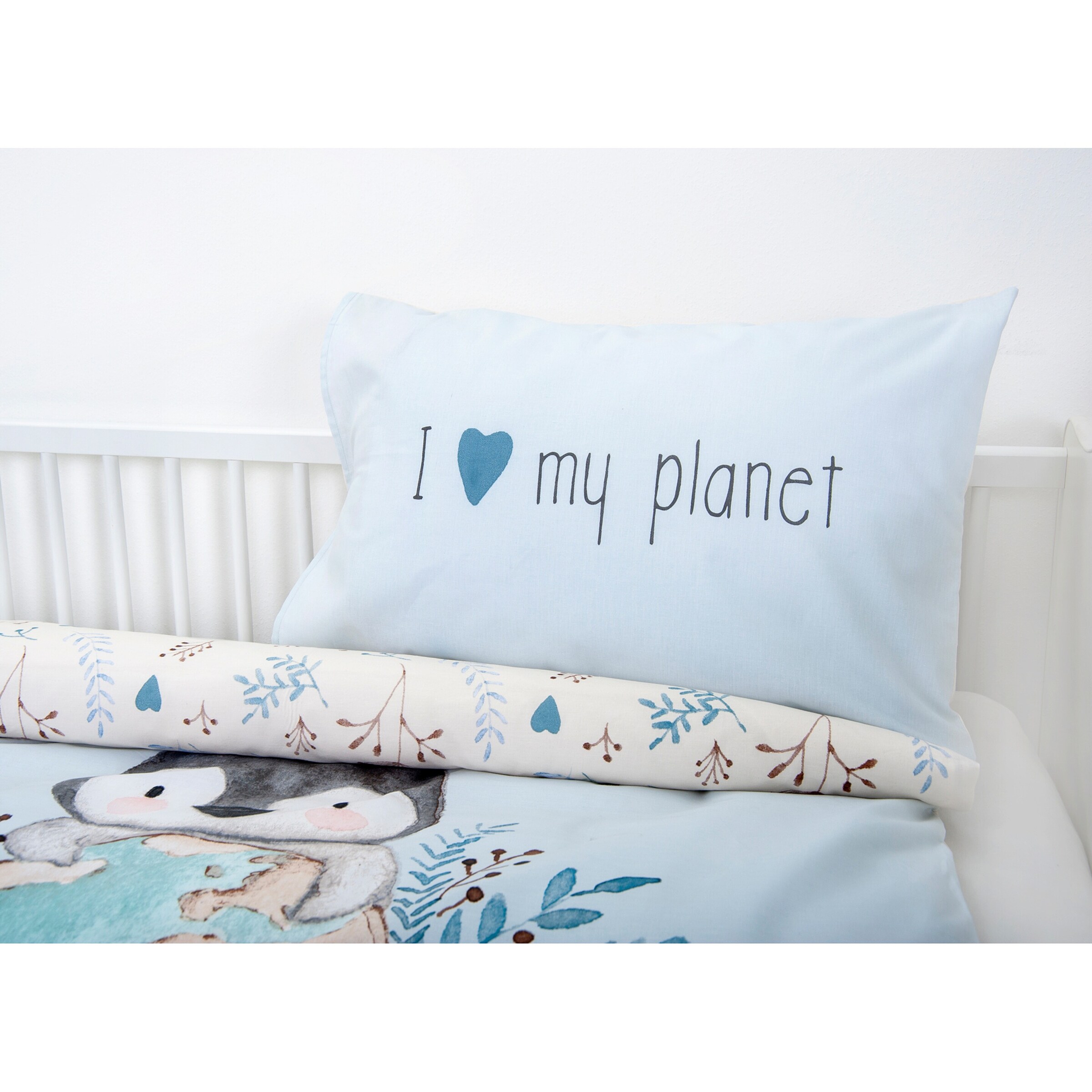 Baby Best Renforcé Wende-Bettwäsche 40x60 / 100x135 cm blau / Pinguin