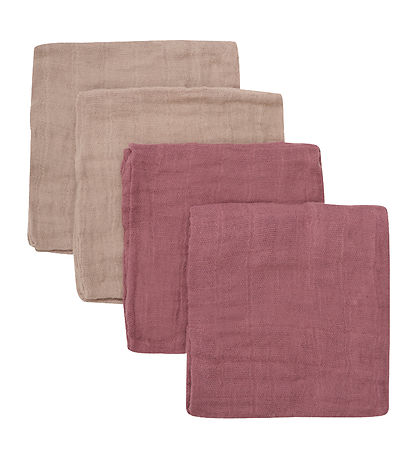 Pippi Stofbleer - 4 pak - 65x65 cm - WitheRød Rose/Beige