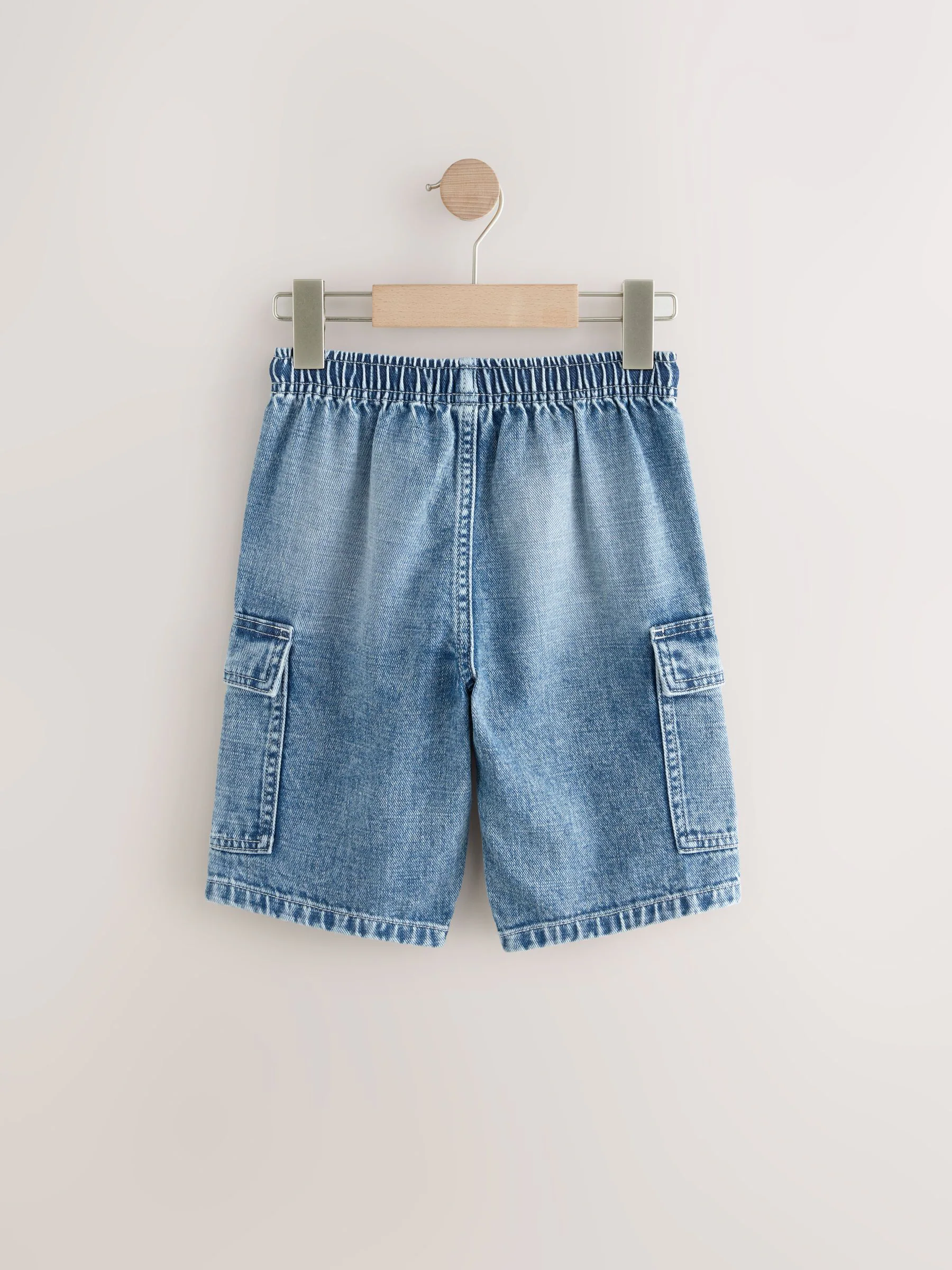 Grijs/Blauw - Verpakking van 2 cargoshorts van 100% katoenen denim (3-16jr)