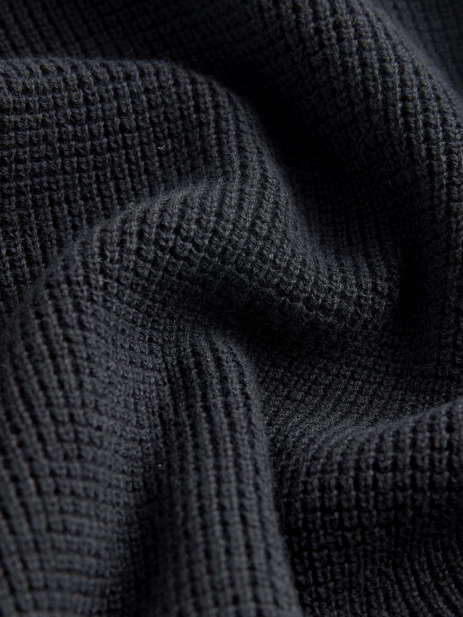 Zwart - Poloshirt met textuur en lange mouwen (3-16jr)