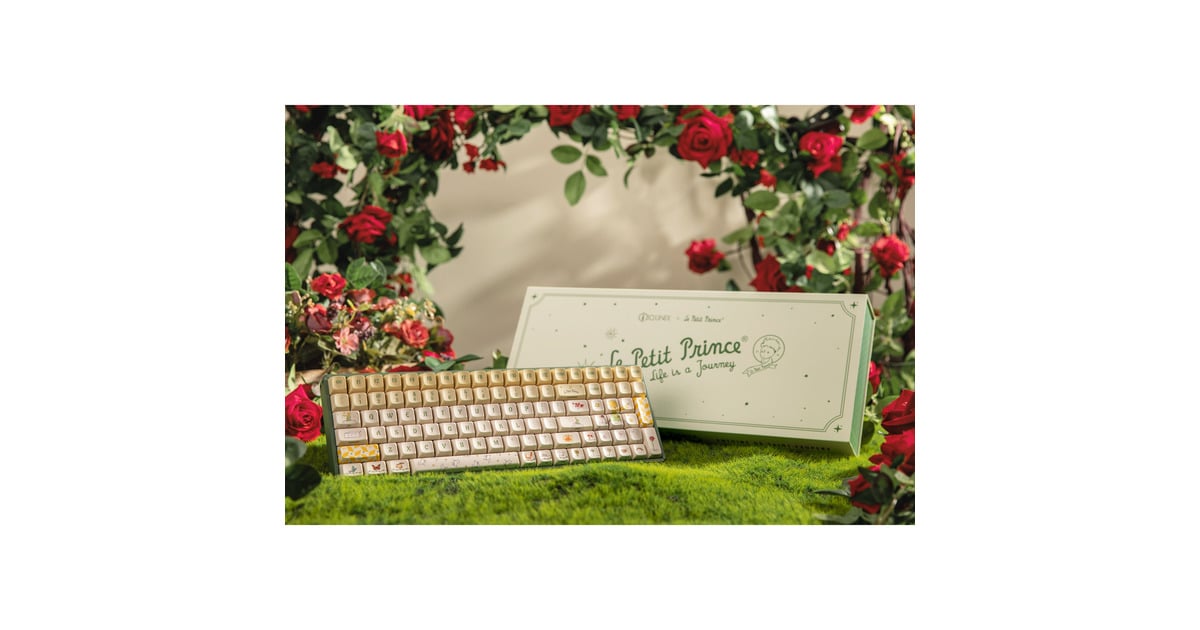 IqunixF97 Floral Date, gaming toetsenbord  (Groen/wit, US lay-out, Gateron Red, RGB leds, 96%, Hot-swappable, PBT, 2.4GHz | Bluetooth 5.1 | USB-C)
