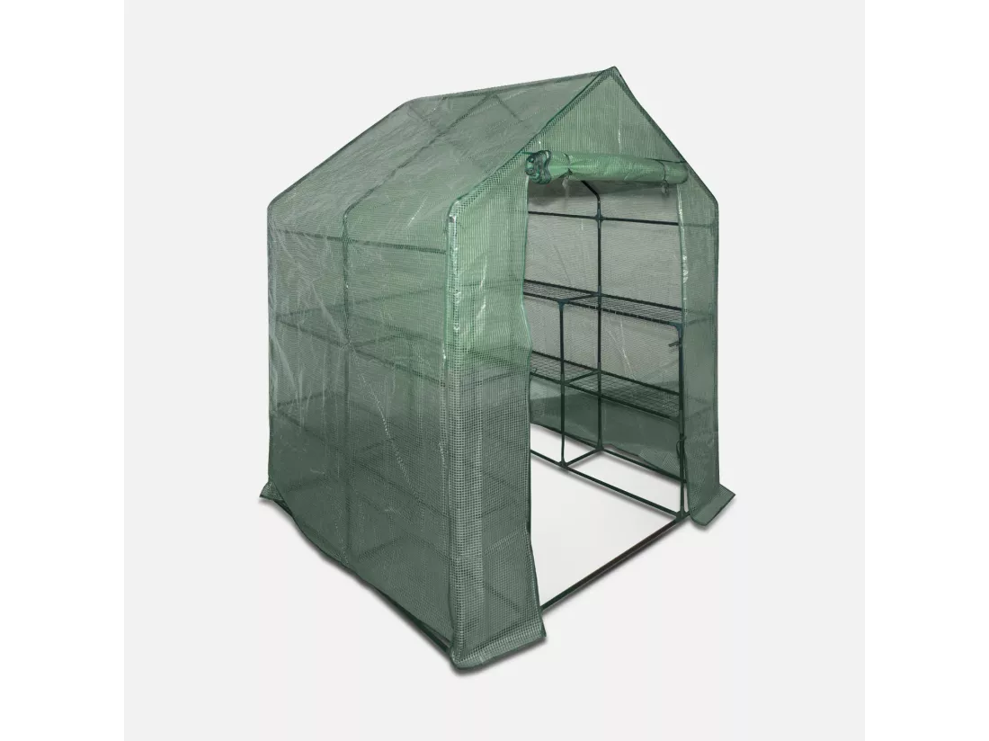 Serre de jardin Basilic 2m² avec 8 étagères en polyéthylène