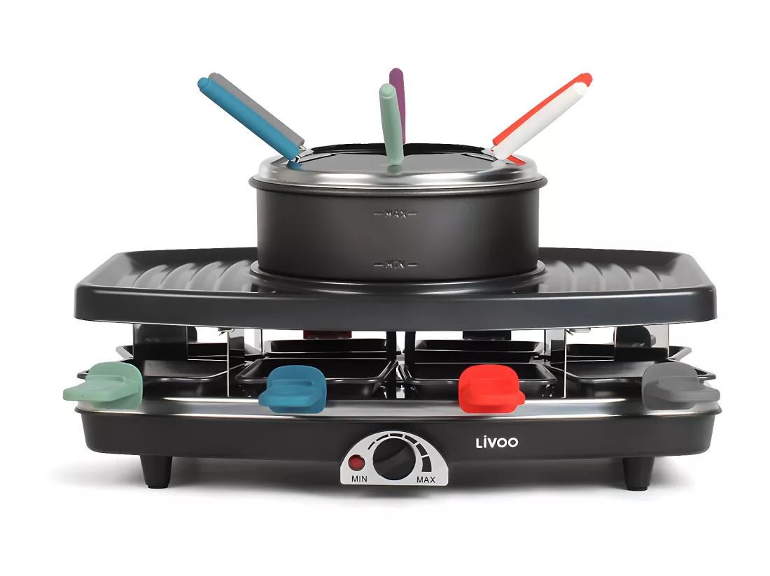 Appareil à raclette et fondue pour 8 personnes 1100W