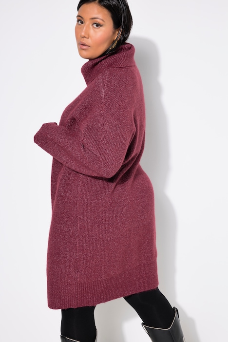 Strick-Minikleid, oversized, Rollkragen, Langarm
