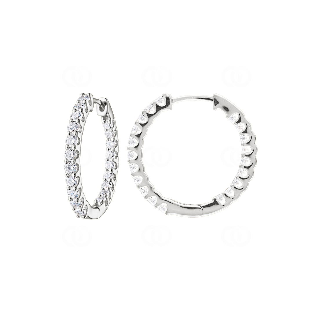 1.00 Karat Diamant-Kreolen 750/18 K Weissgold Ø 20mm